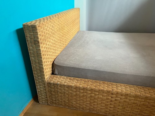 Großes rattan bett mit - rattan-bett,